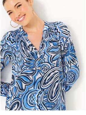 Lilly Pulitzer Give It a Whirl Silk Elsa Top - Small - NWT